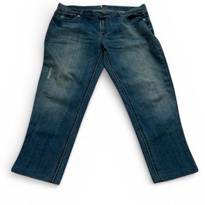 7 for All Mankind Women’s Blue Medium Wash Slimmy Straight Leg 5 Pocket Jeans 36